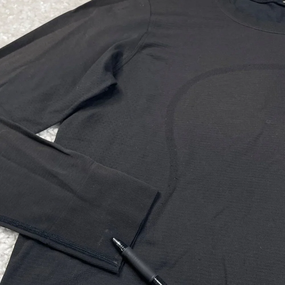Lululemon Swiftly Tech Long Sleeve Crewneck Shirt Black Womens 10 FLAW